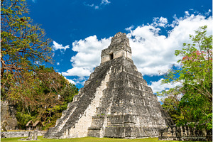 Temple of the great jaguar at tikal containing guatemala, mayan, and tikal, an Architecture Photo by Leonid Andronov