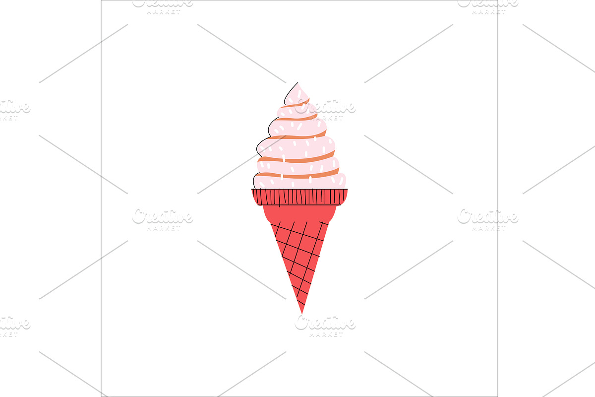 Ice cream cone, delicious ice cream, an Object Illustration by Mila Di Art