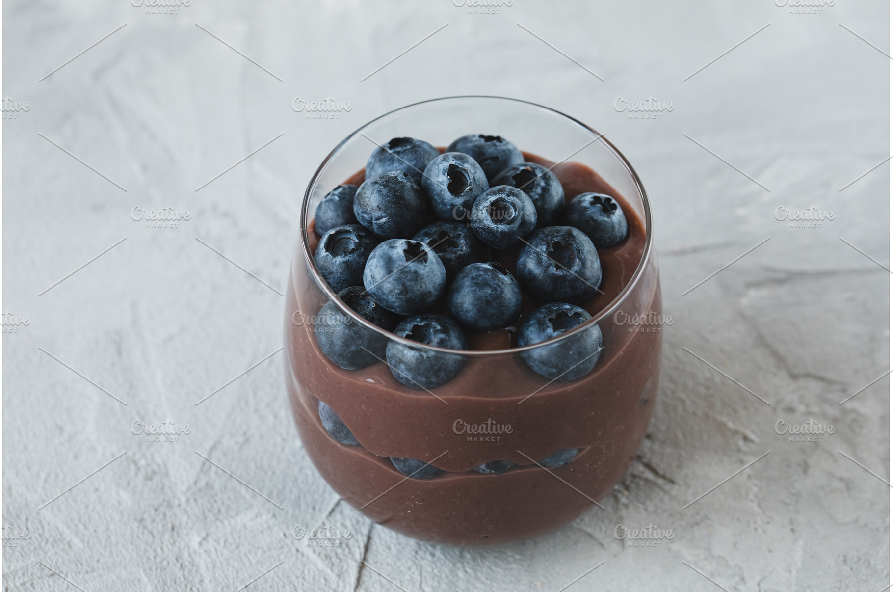 Chocolate pudding topped with fresh, a Food & Drink Photo by Lermont51