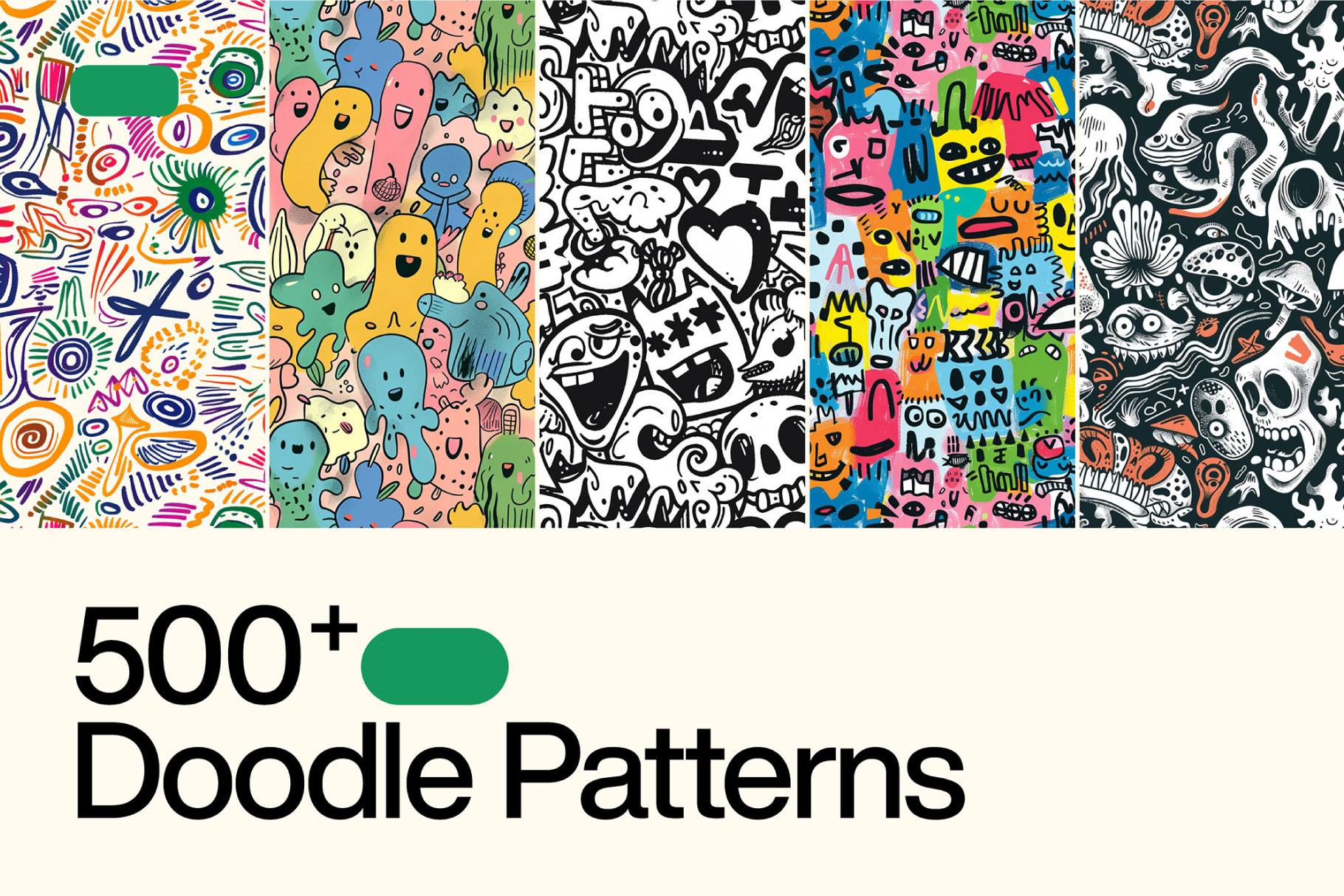 500+ Doodle Patterns bundle file, a Pattern Graphic by PremiumMockup
