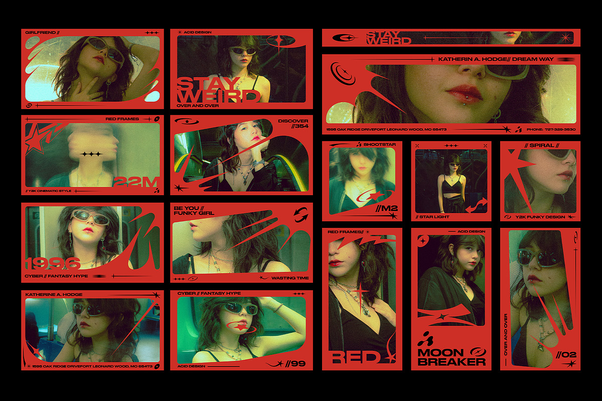 Red Y2K Frames, a Social Media Template by Pixflow (Photo 2 of 9)