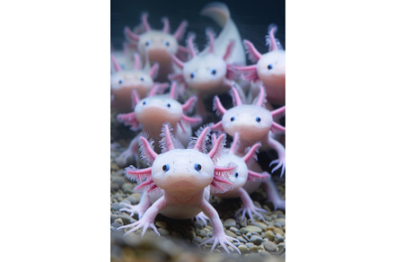 axolotl in an aquarium. Selective
