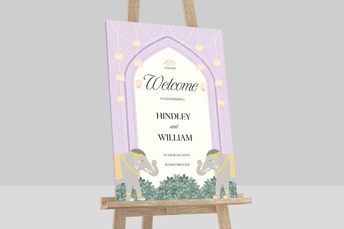 Indian Wedding Welcome Sign Template, a Flyer Template by BrandPacks (Photo 2 of 6)