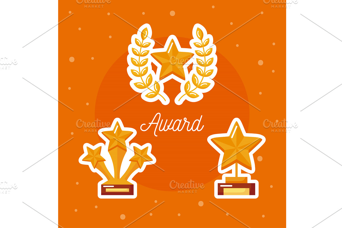 win awards three icons, an Object Illustration by studiogstock