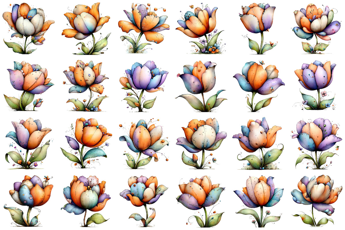 Whimsical Spring Tulip Flower Clipar, an Illustration by designcity5 (Photo 2 of 5)