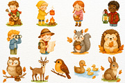 Fall Camping Clipart Woodland Animal, a Seasonal Illustration by SugarCloudStudioArt (Thumbnail 3 of 10)