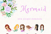 Mermaid baby clipart, an Animal Illustration by heyiamalice (Thumbnail 6 of 13)