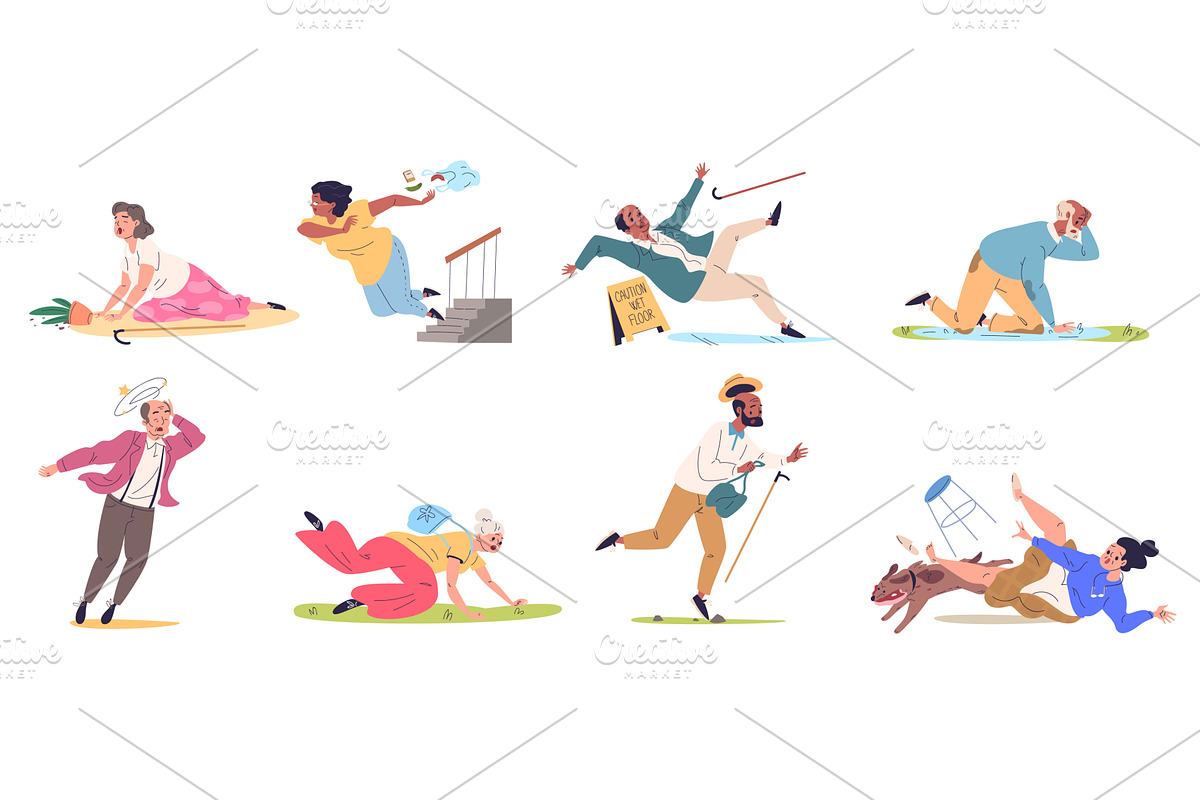 Falling old people. Senior person, a Person Illustration by Stock-Smart-Start