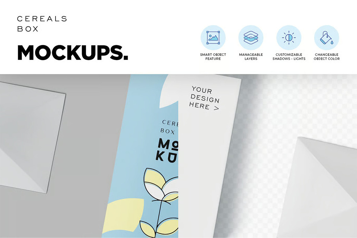 Cereals Box Mockup - Slim Size Box, a Packaging Mockup by megostudi0 (Photo 4 of 7)