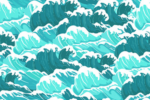 wave japanese blue white, a Pattern Graphic by AAN Seamless Shop