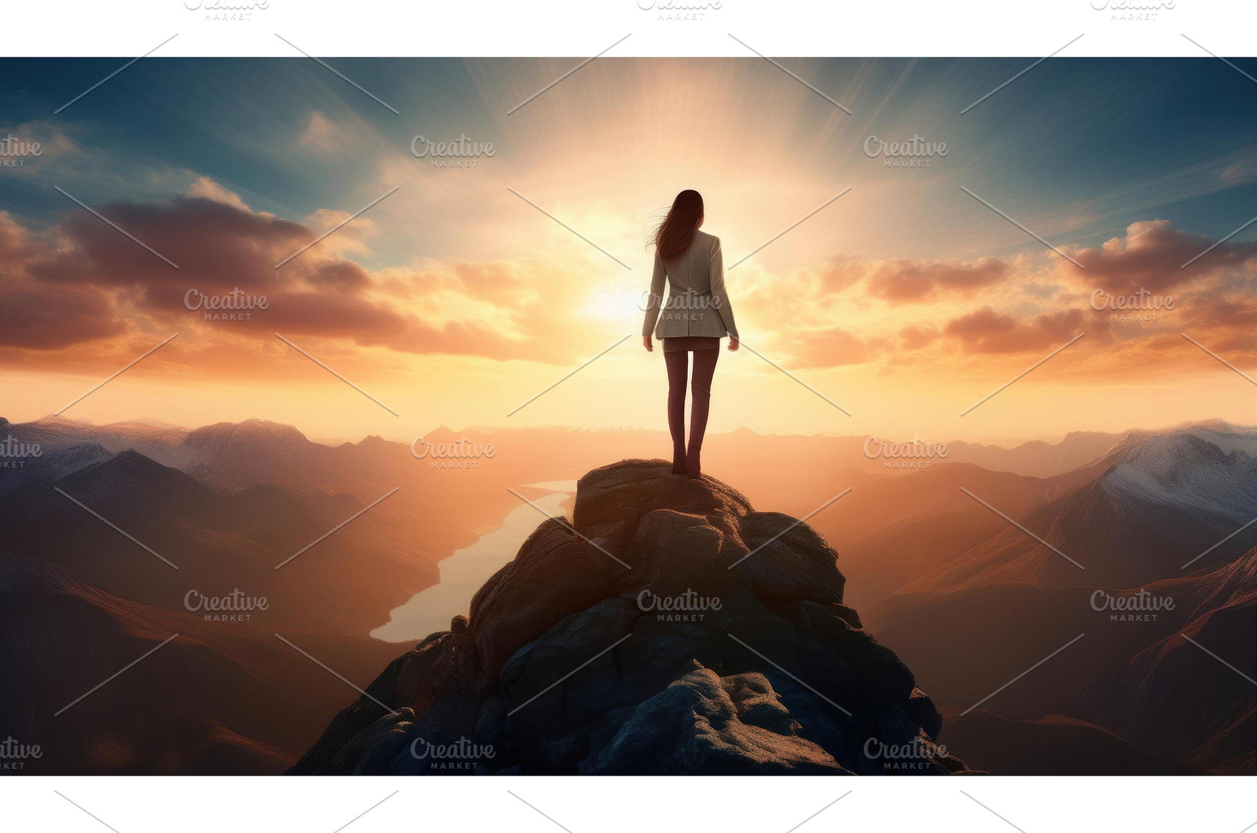 A business woman standing on a, a Nature Photo by Igor Tichonow