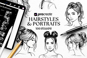 Procreate Hairstyles Portrait Stamps, a Brushes & More by LaurenceVArtiste