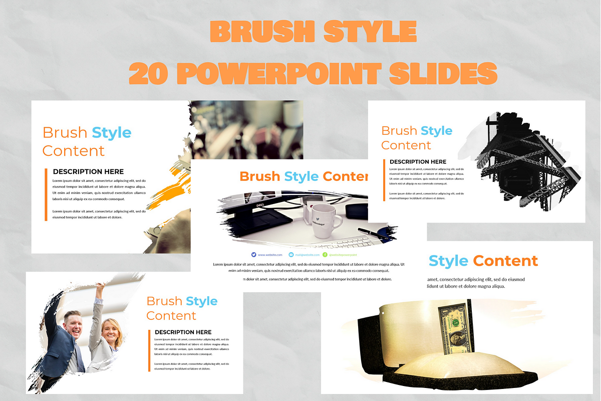 20 Brush Style PowerPoint Slides, a Presentation Template by Local Marketing Templates (Photo 5 of 6)
