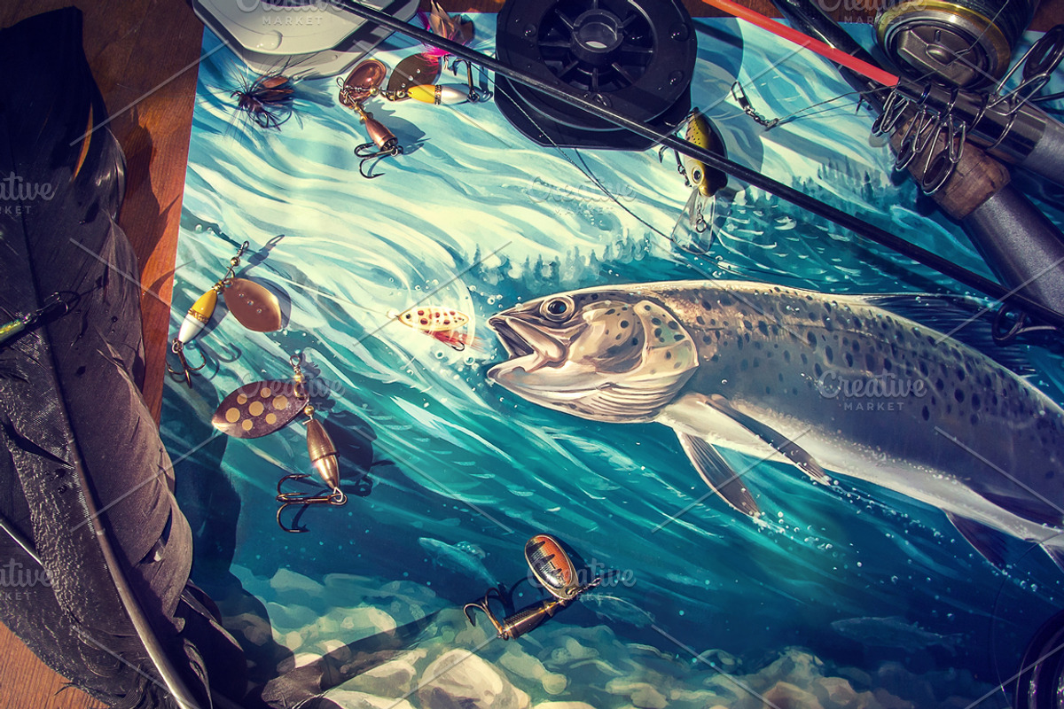 Fishing illustration., an Object Illustration by Countryside life (Photo 5 of 7)