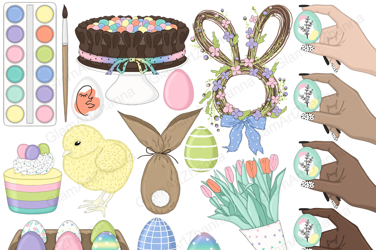 Easter Egg Painting Clipart, a Seasonal Illustration by GlamArtZhanna (Photo 4 of 5)