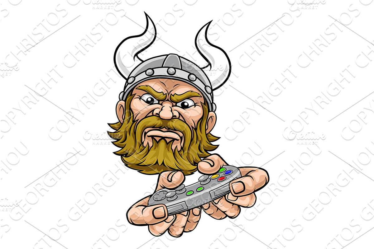 Viking Gamer Video Game Controller, an Illustration by Christos Georghiou
