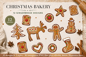 Gingerbread Christmas Clipart Set