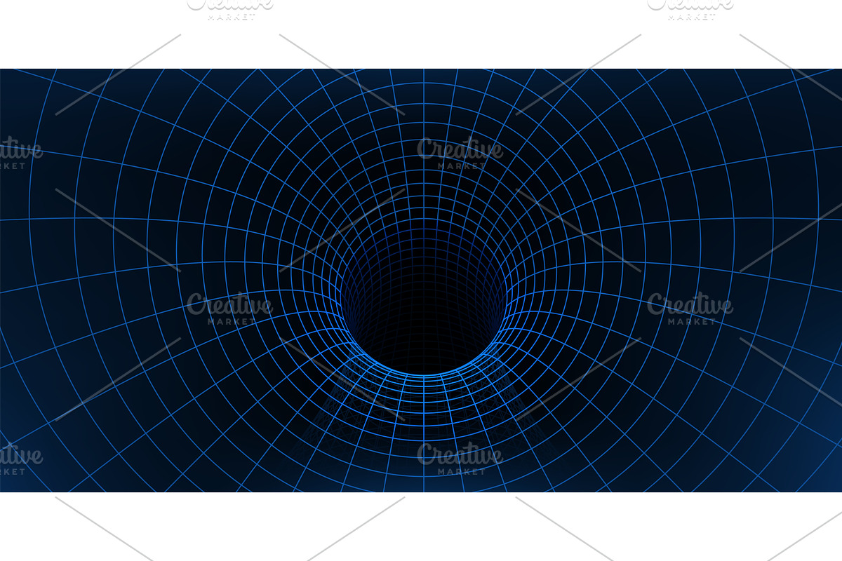 Wireframe grid tunnel, wormhole, a Technology Illustration by Buch&Bee