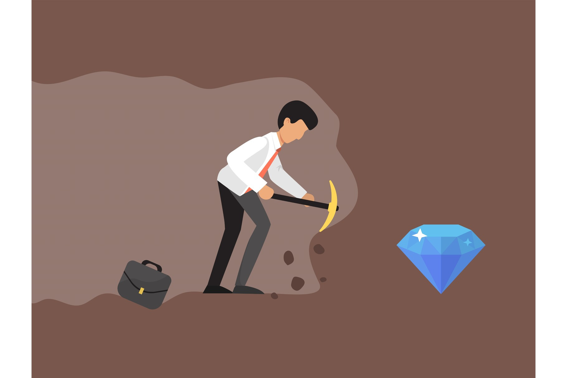 Concept of a businessman digging and, a Person Illustration by VectorsBang