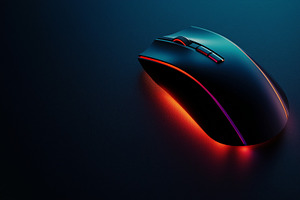 Modern gaming mouse with red LED, a Technology Photo by MistyDay