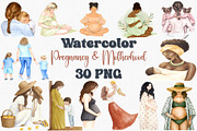 Watercolor Motherhood Clipart Set, an Illustration by CropUp Creative (Thumbnail 1 of 4)