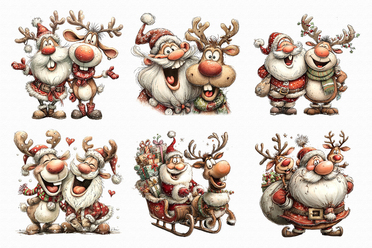 Quirky Santa and Reindeer PNG, an Illustration by Libby Wishes (Photo 6 of 7)