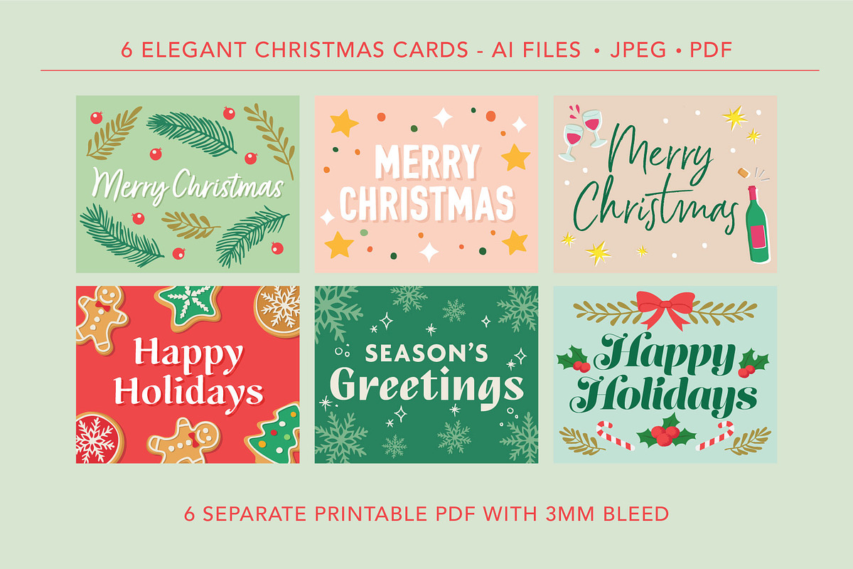 6 Christmas Cards Bundle, a Card Template by Strange Gaze Studios (Photo 2 of 2)