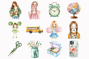 Watercolor School Days Clipart, an Illustration by Design Market (Thumbnail 2 of 4)