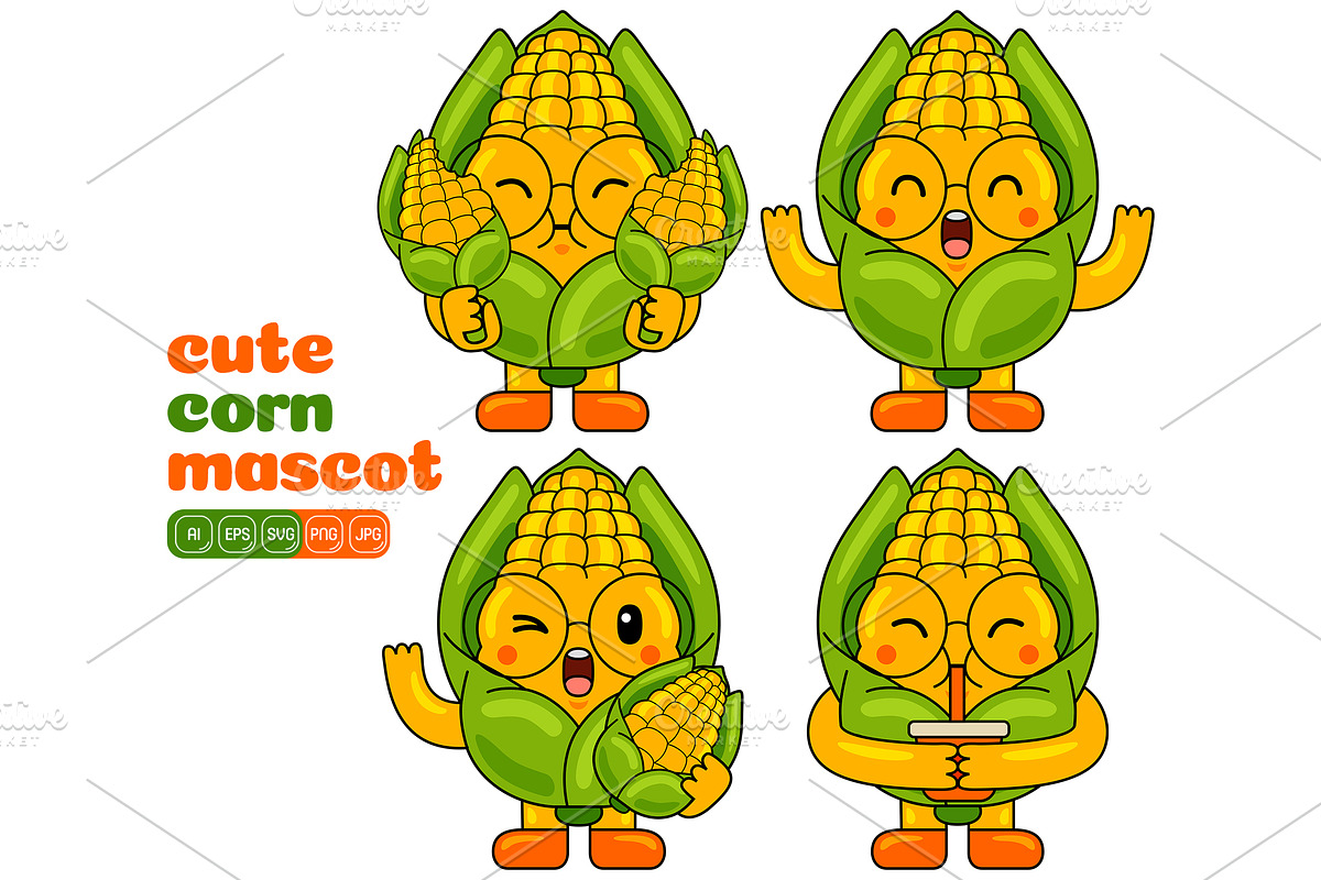 Corn Mascot Character Vector Pack, an Illustration by MEDZ (Photo 3 of 5)