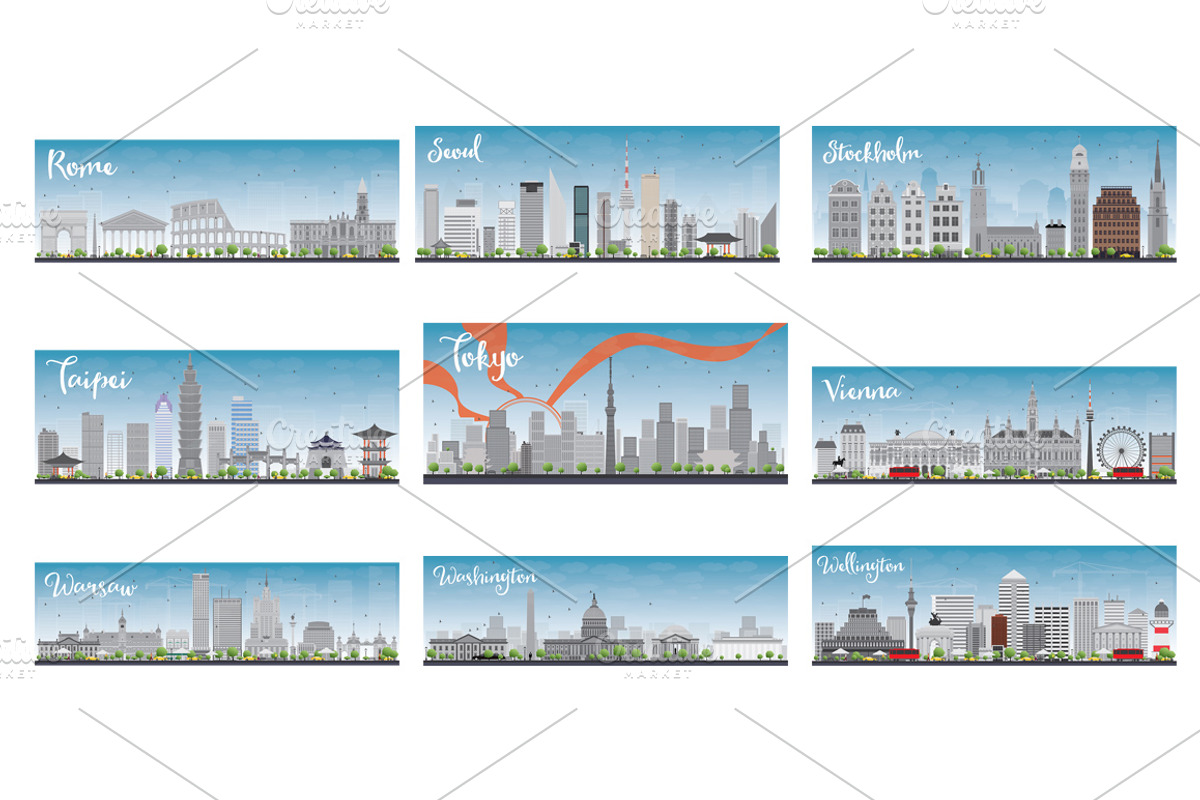 36 World Capitals Skyline, an Illustration by Booblgum (Photo 4 of 7)