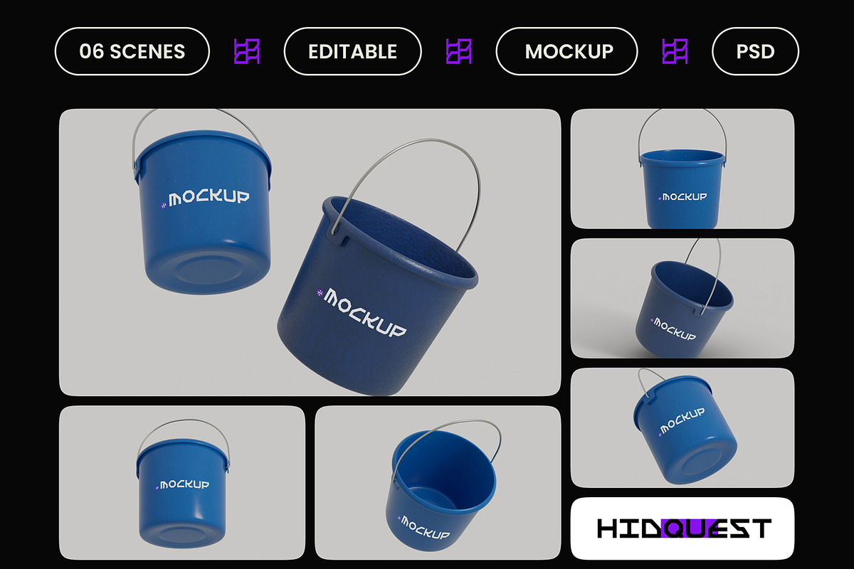Plastic Carrying Bucket Mockup, a Household Mockup by hiddemaru (Photo 2 of 4)