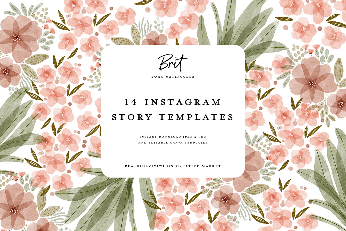 Boho Instagram Story Canva Templates, a Social Media Template by beatriceviyiwi (Photo 1 of 4)