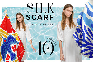 Silk Scarf Model Mockup Bundle