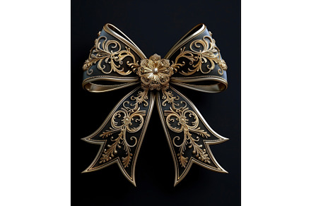 Ornate Black and Gold Ribbon Bow, an Illustration by tilialucida