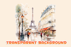 Paris Watercolor Clipart