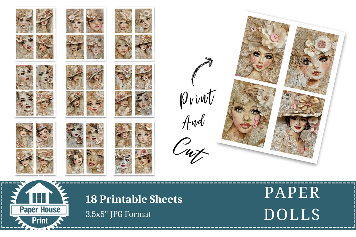 Paper Dolls Junk Journal Pages, an Illustration by NiiiNArt (Photo 7 of 8)