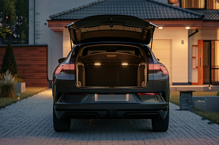 Modern car with open empty trunk, a Transportation Photo by AlyaAnd