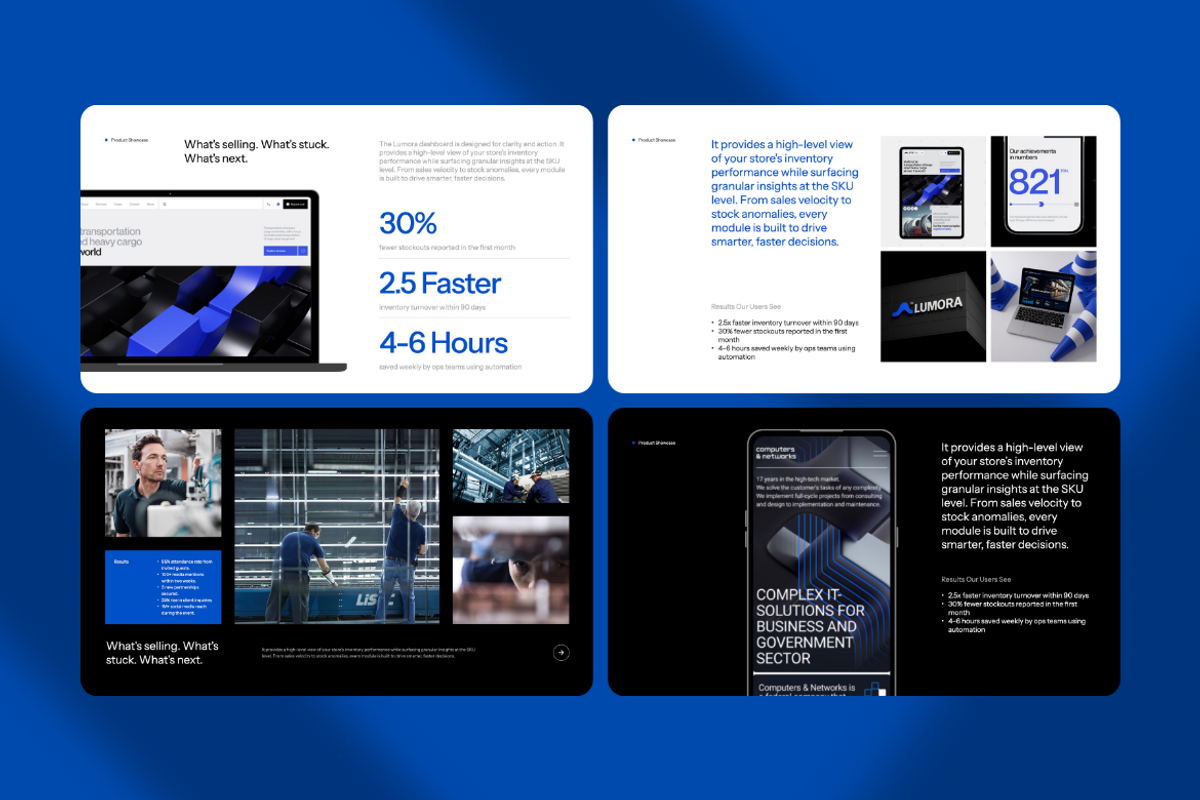 Lumora AI SaaS Pitch Deck Powerpoint, a Presentation Template by Unich Design Bureau (Photo 7 of 9)