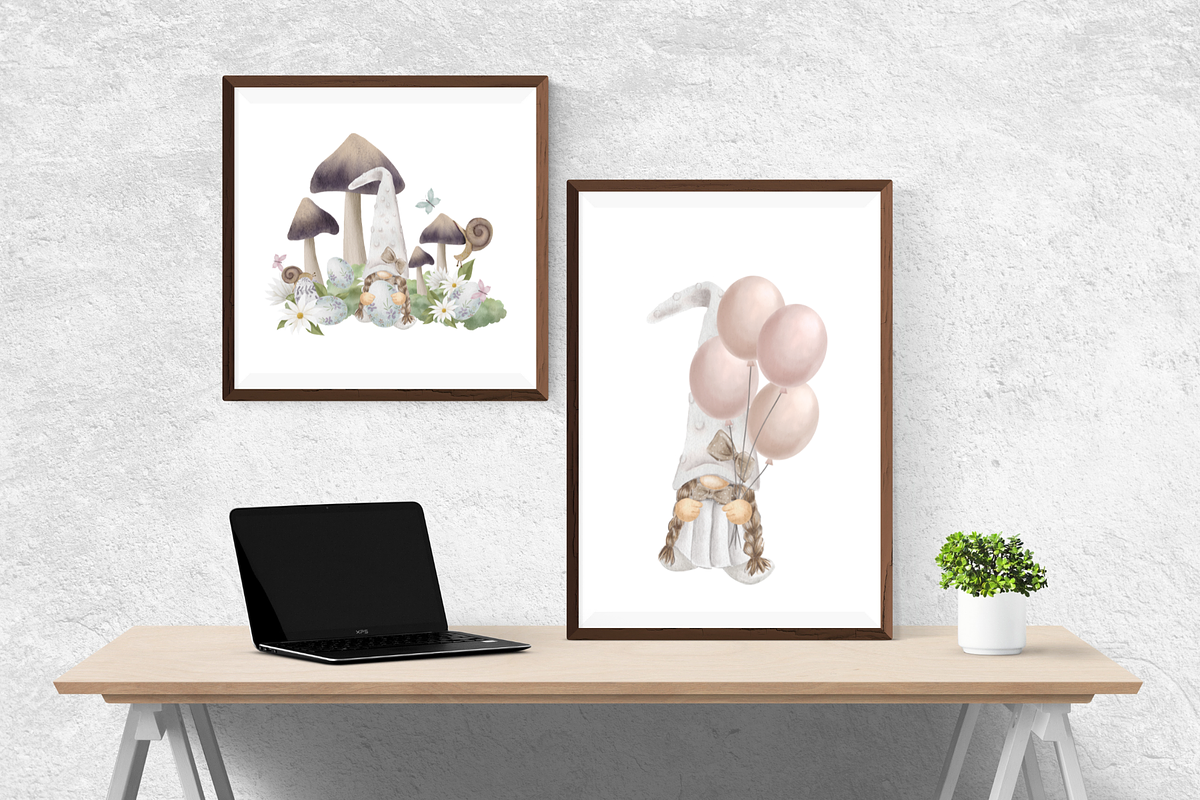 Gnome Easter & Mushroom Watercolor, an Illustration by Balada Digital Art (Photo 7 of 11)