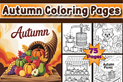 Autumn Coloring Pages For Kids, a Seasonal Illustration by Printable Design Store (Thumbnail 1 of 4)