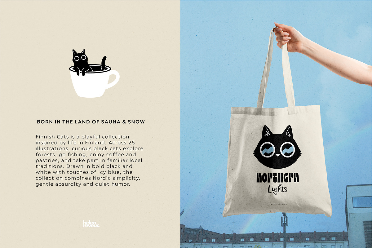 25 Finnish Cats Nordic Illustrations, an Animal Illustration by helenreveur (Photo 2 of 10)