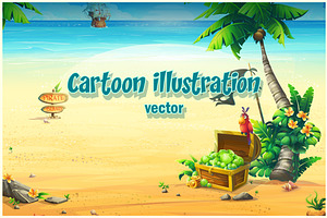 Set of illustrations on beach theme