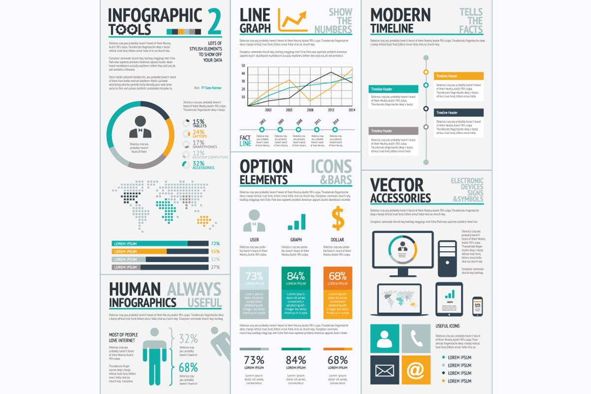 Infographic tools 2 big vector set, a Technology Illustration by Infographic Template Shop