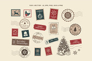Christmas Vintage Travel Stamps, an Object Illustration by DesignerCandies (Thumbnail 3 of 5)