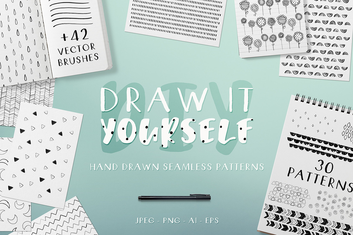 DIY Hand Drawn Seamless Patterns, a Pattern Graphic by The Paper Town