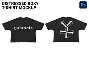 DISTRESSED BOXY T-SHIRT MOCKUP, a Shirt Mockup by yalanois (Thumbnail 1 of 5)