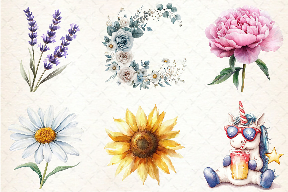 Watercolor Flower Clipart, an Illustration by Libby Wishes (Photo 2 of 6)
