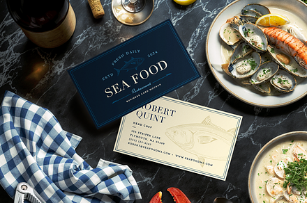 Seafood Restaurant Card Mockup