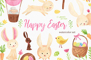 Happy Easter Watercolor Set, an Illustration by LeMagiqueBoutique (Thumbnail 1 of 6)