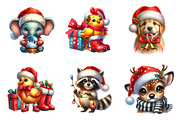 Watercolor Christmas Animals Clipart, an Illustration by SinaCreation (Thumbnail 3 of 7)